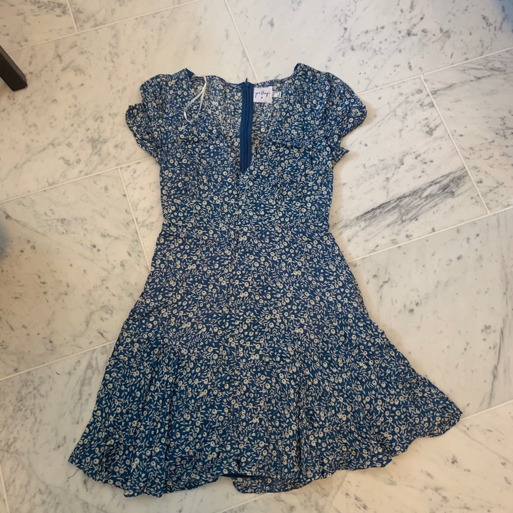 blue floral dress